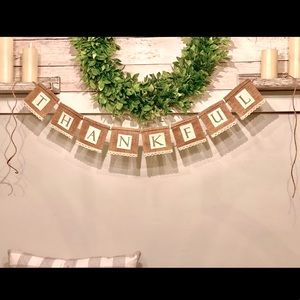 *THANKSGIVING BANNER* “thankful” - handmade burlap banner - farmhouse decor